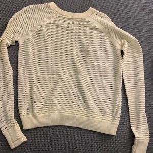 LULULEMON Devi Crew Pointelle White Sweater 8 EUC